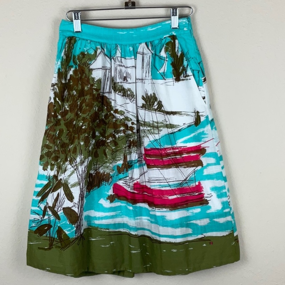 Anthropologie We Love Vera Size 0 Skirt Seabound Nautical Boats Venice